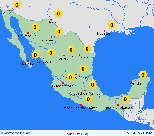 índice uv México México Mapas de pronósticos