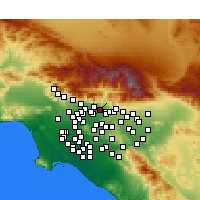 Nearby Forecast Locations - Azusa - Mapa