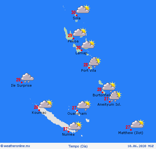visión general Vanuatu Oceanía Mapas de pronósticos