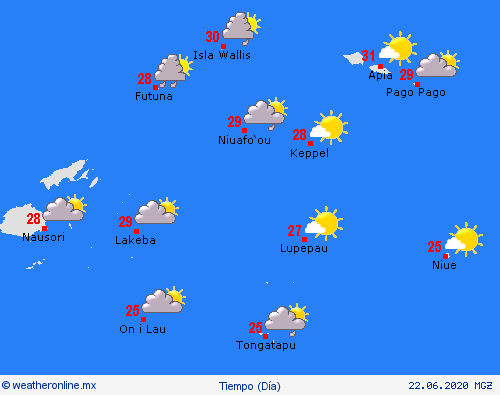 visión general Samoa Americana Oceanía Mapas de pronósticos