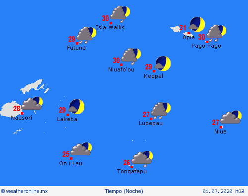 visión general Samoa Americana Oceanía Mapas de pronósticos