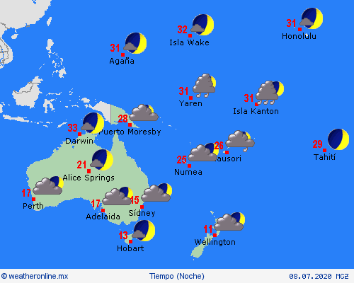 visión general  Oceanía Mapas de pronósticos