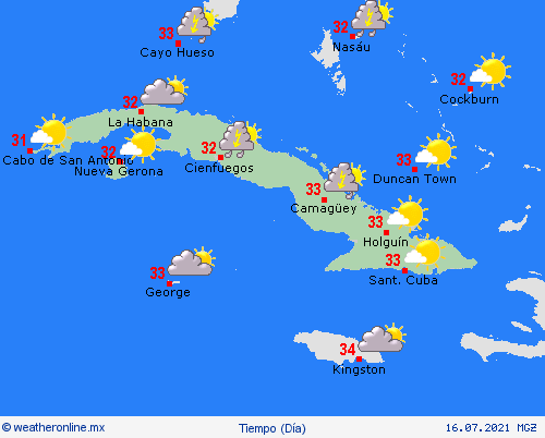 visión general Cuba Centroamérica Mapas de pronósticos