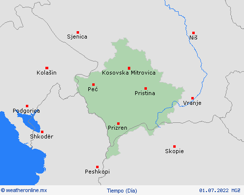visión general Kosovo Europa Mapas de pronósticos
