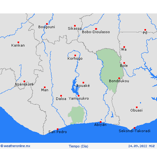 visión general Costa de Marfil África Mapas de pronósticos
