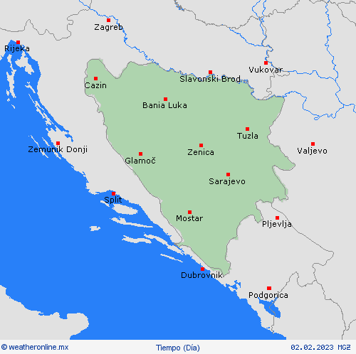 visión general Bosnia y Herzegovina Europa Mapas de pronósticos