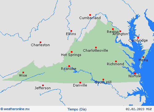 visión general Virginia Norteamérica Mapas de pronósticos