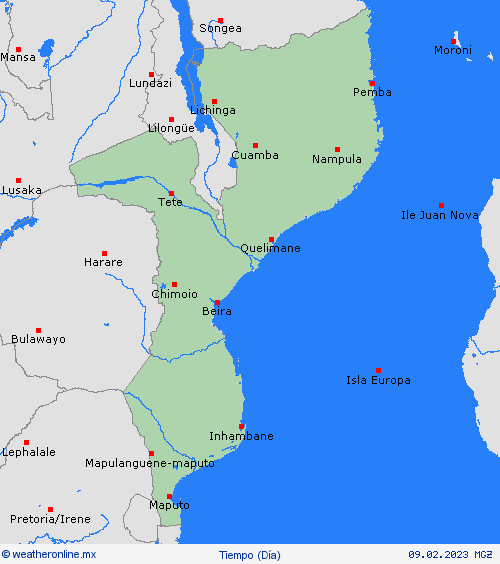 visión general Mozambique África Mapas de pronósticos