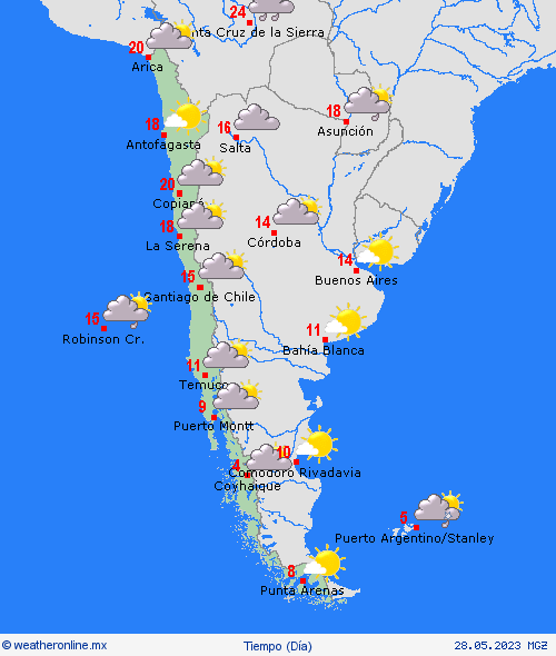 visión general Chile Suramérica Mapas de pronósticos