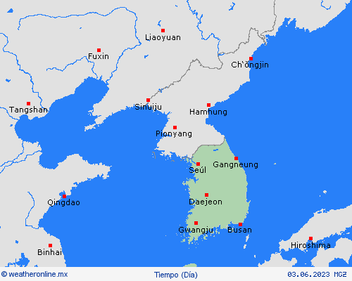 visión general Corea del Sur Asia Mapas de pronósticos
