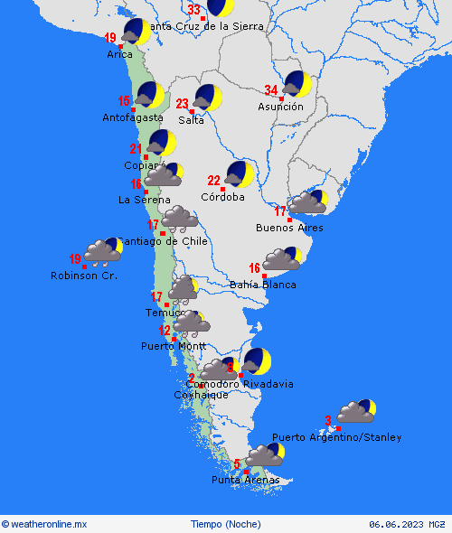 visión general Chile Suramérica Mapas de pronósticos
