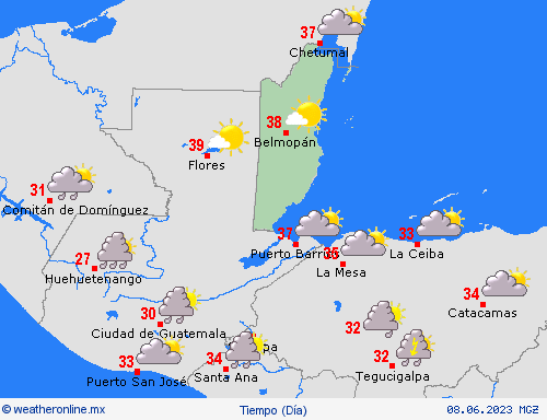 visión general Belice Centroamérica Mapas de pronósticos