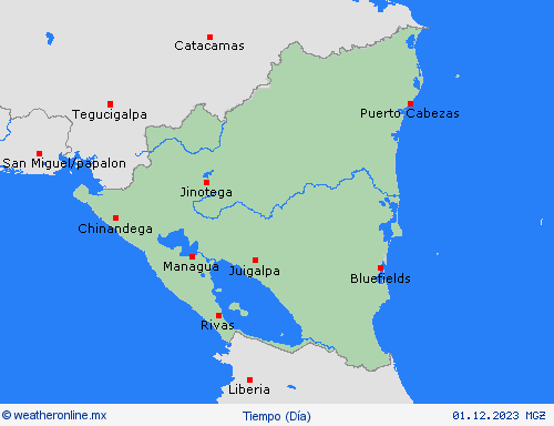 visión general Nicaragua Centroamérica Mapas de pronósticos