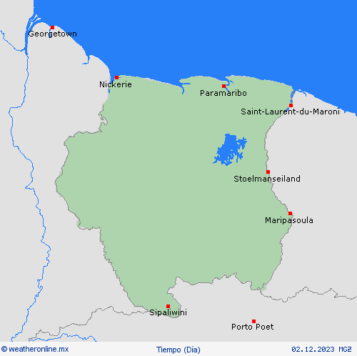 visión general Surinam Suramérica Mapas de pronósticos