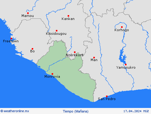 visión general Liberia África Mapas de pronósticos