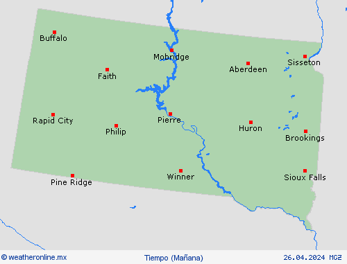 visión general Dakota del Sur Norteamérica Mapas de pronósticos