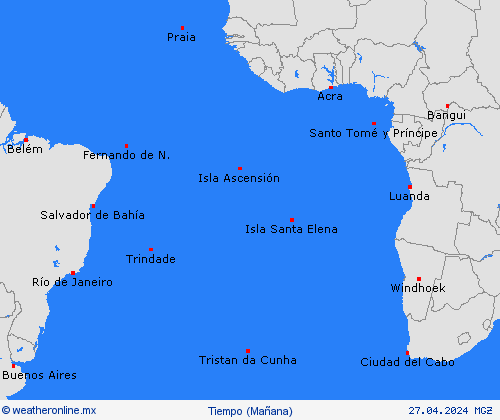 visión general Islas Atlánticas África Mapas de pronósticos