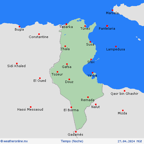 visión general Túnez África Mapas de pronósticos