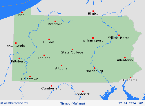 visión general Pensilvania Norteamérica Mapas de pronósticos
