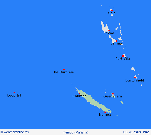 visión general Nueva Caledonia Oceanía Mapas de pronósticos