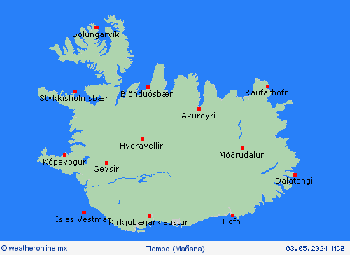 visión general Islandia Europa Mapas de pronósticos