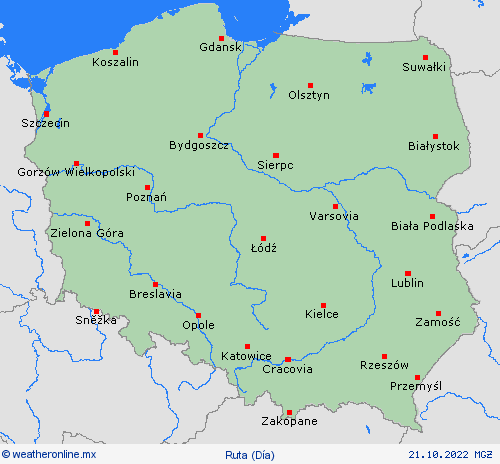 estado de la vía Polonia Europa Mapas de pronósticos