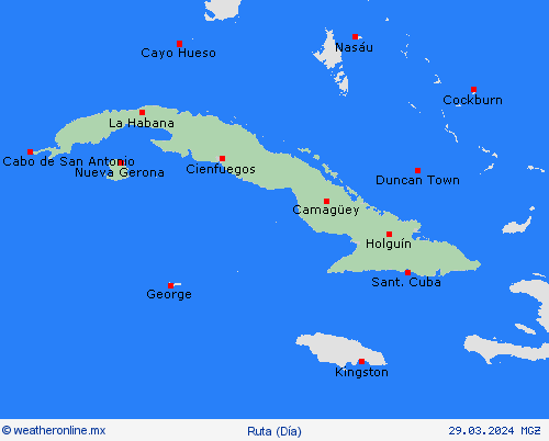 estado de la vía Cuba Centroamérica Mapas de pronósticos