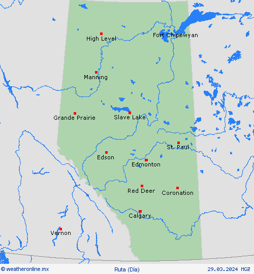 estado de la vía Alberta Norteamérica Mapas de pronósticos