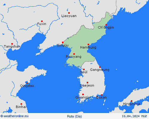 estado de la vía Corea del Norte Asia Mapas de pronósticos