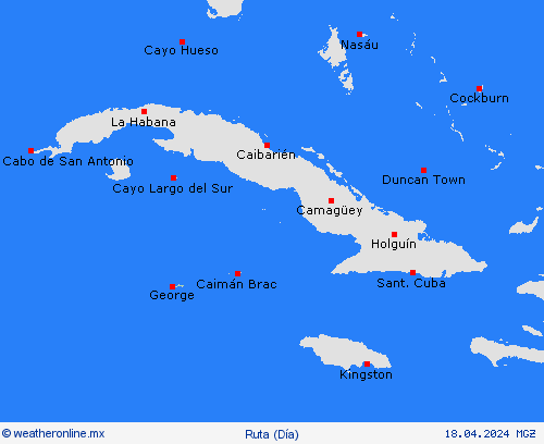 estado de la vía Islas Caimán Centroamérica Mapas de pronósticos