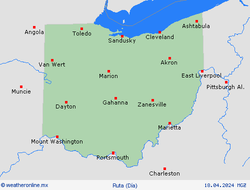 estado de la vía Ohio Norteamérica Mapas de pronósticos