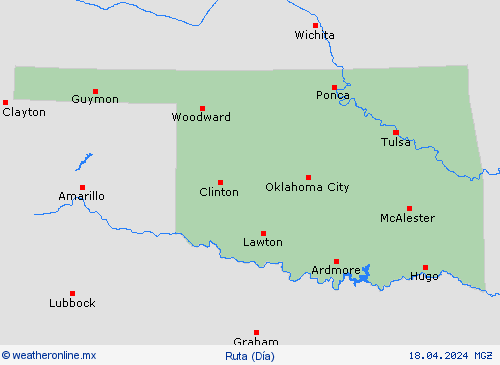 estado de la vía Oklahoma Norteamérica Mapas de pronósticos