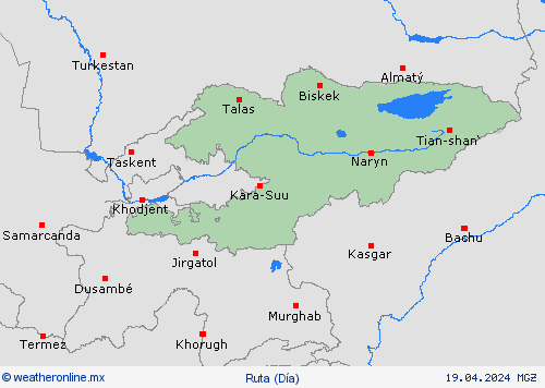 estado de la vía Kirguistán Asia Mapas de pronósticos