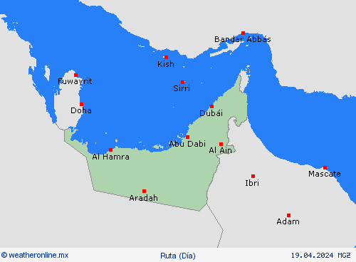 estado de la vía Emiratos Árabes Unidos Asia Mapas de pronósticos