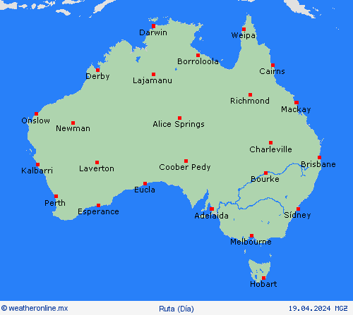 estado de la vía Australia Oceanía Mapas de pronósticos