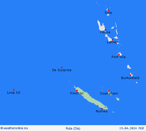 estado de la vía Nueva Caledonia Oceanía Mapas de pronósticos