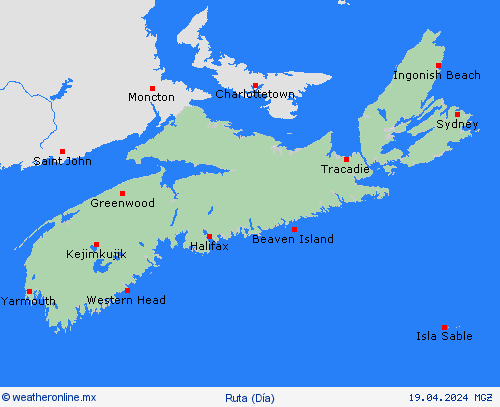 estado de la vía Nueva Escocia Norteamérica Mapas de pronósticos