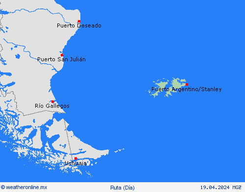 estado de la vía Islas Malvinas Suramérica Mapas de pronósticos