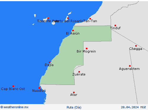 estado de la vía Sahara Occidental África Mapas de pronósticos