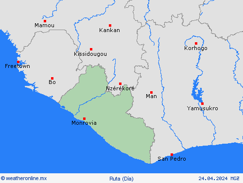 estado de la vía Liberia África Mapas de pronósticos