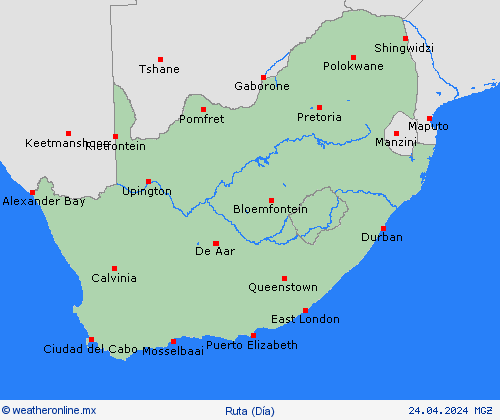 estado de la vía Sudáfrica África Mapas de pronósticos
