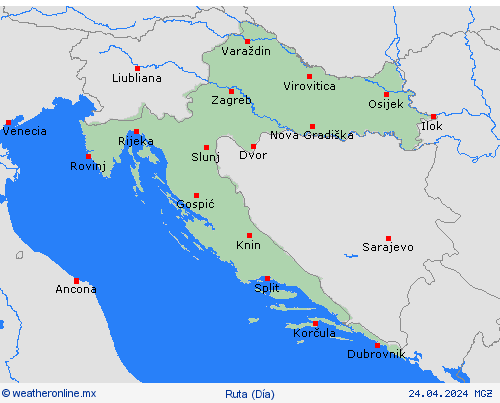 estado de la vía Croacia Europa Mapas de pronósticos