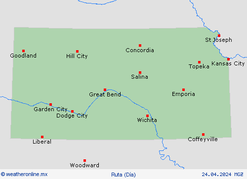 estado de la vía Kansas Norteamérica Mapas de pronósticos