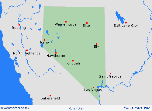 estado de la vía Nevada Norteamérica Mapas de pronósticos