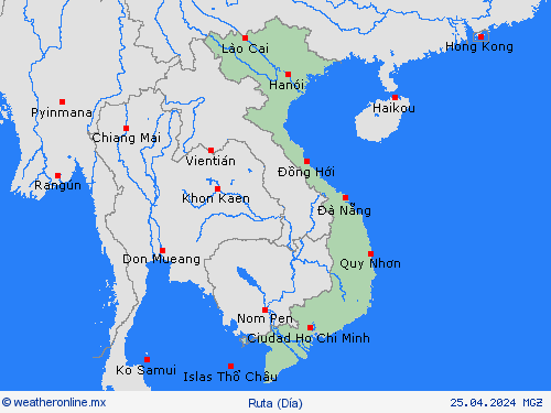 estado de la vía Vietnam Asia Mapas de pronósticos