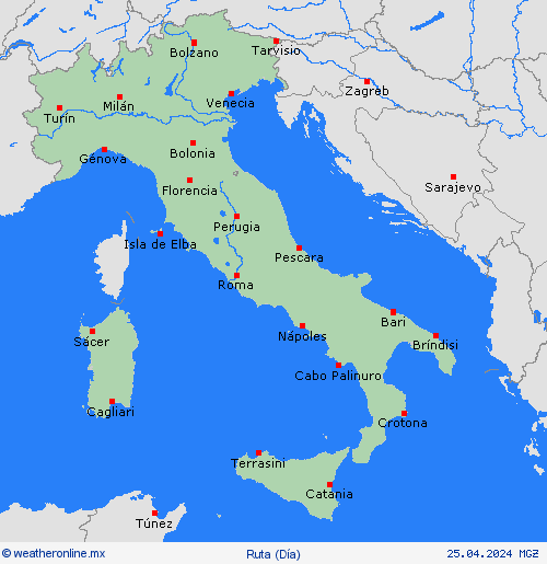 estado de la vía Italia Europa Mapas de pronósticos