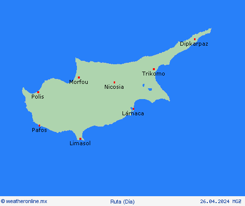 estado de la vía Chipre Europa Mapas de pronósticos