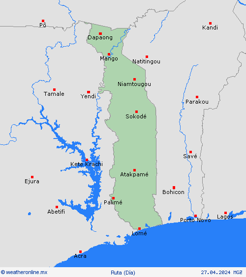 estado de la vía Togo África Mapas de pronósticos