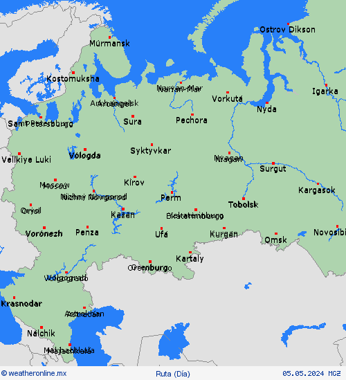 estado de la vía Rusia Europa Mapas de pronósticos