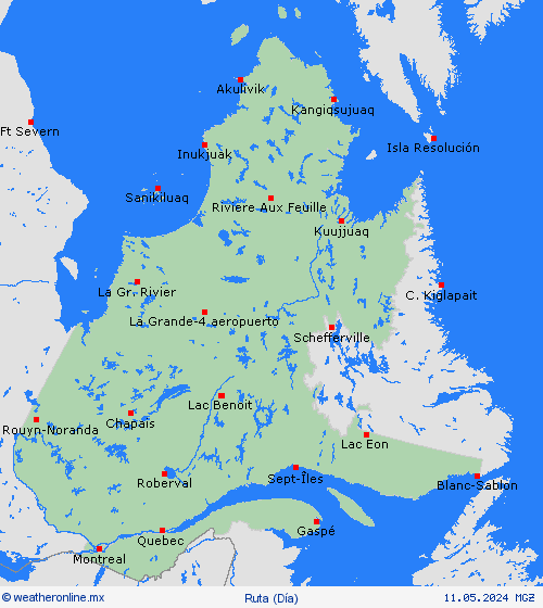 estado de la vía Quebec Norteamérica Mapas de pronósticos